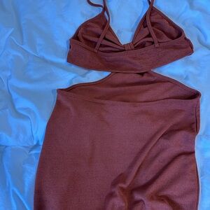 Chic burnt orange Cutout Dress